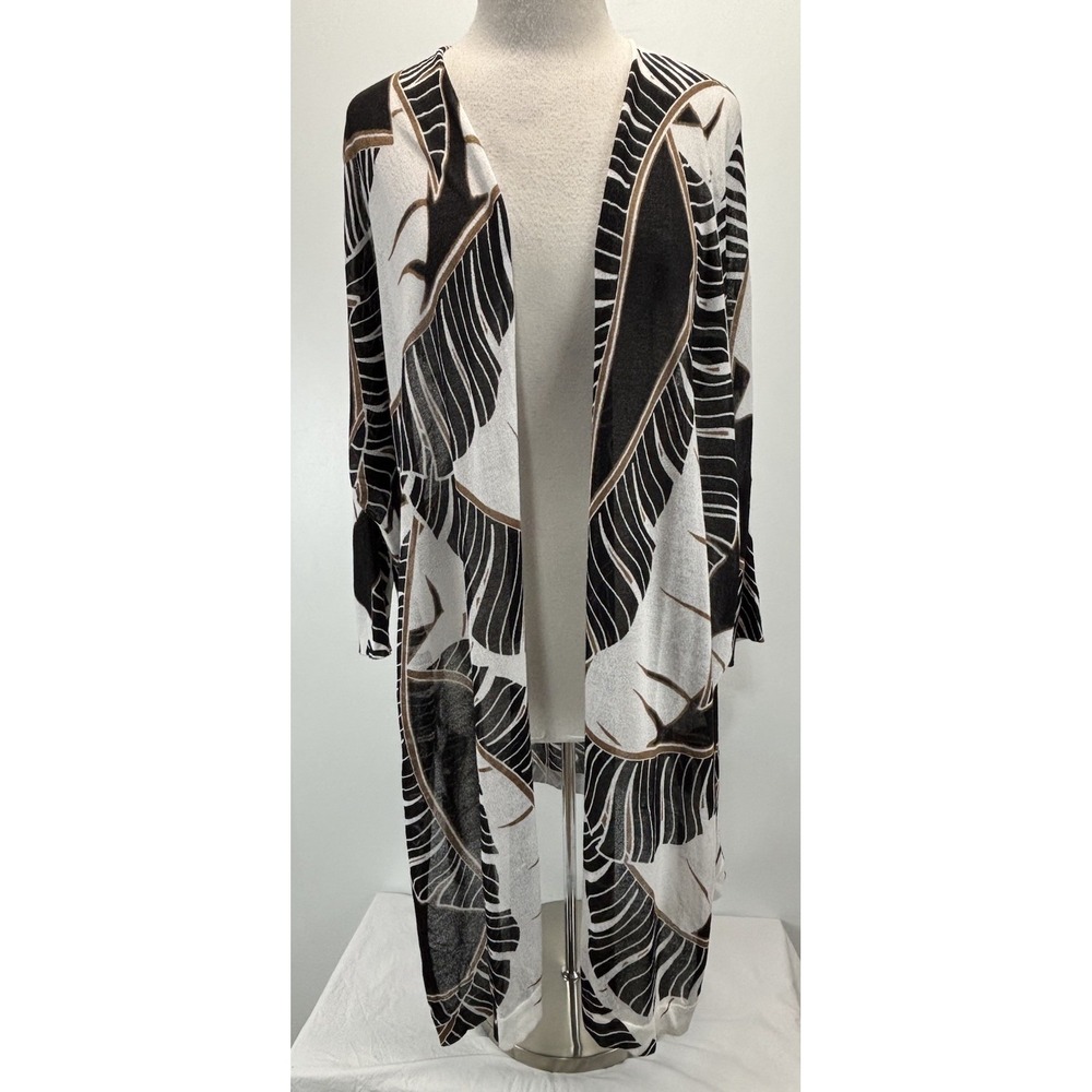 Chicos Lightweight Cardigan Sweater Women's 1 US M open Front Tropical Cover Up